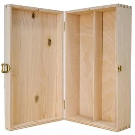 Cutie Din Lemn Pentru 2 Sticle De Vin Lungime 370 mm, Latime 175 mm, Inaltime 71 mm, Capac Cu balamale, Material Lemn, Culoar...