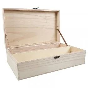 Cutie Din Lemn Pentru 2 Sticle De Vin Lungime 370 mm, Latime 175 mm, Inaltime 71 mm, Capac Cu balamale, Material Lemn, Culoar...