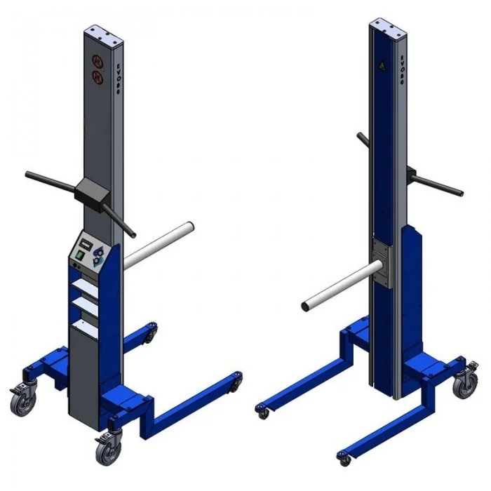 Elevator Mobil Cu Suport Tub Pentru Bobine 455 mm, Ø 42.4 mm Inaltime de ridicare 2000 mm, Greutate Maxima 150 kg, Suport Tub...