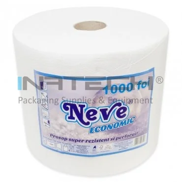 NEVE papírtörlő, gazdaságos, 2 rétegű, fehér, hosszúság 230 m, szélesség 245 mm, lapok száma 1000