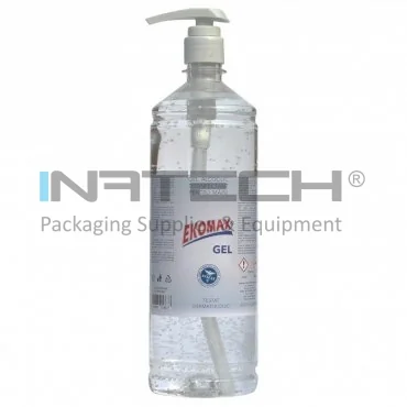 Alkoholos kézfertőtlenítő gél, gél állagú, mennyiség: 12 db, térfogat: 1 liter, szín: átlátszó
