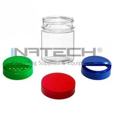 Kerek formájú PET tégely, egyszerű kupakkal, 53 mm-es menettel, 100 ml-es, átlátszó, 14 db/csomag