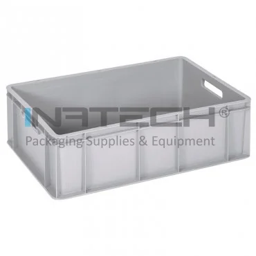 Euro konténerek, méretek: 600 x 400 x 200 mm, anyag: szűz PP, térfogat: 40 liter, tömeg: 1,9 kg, szín: szürke