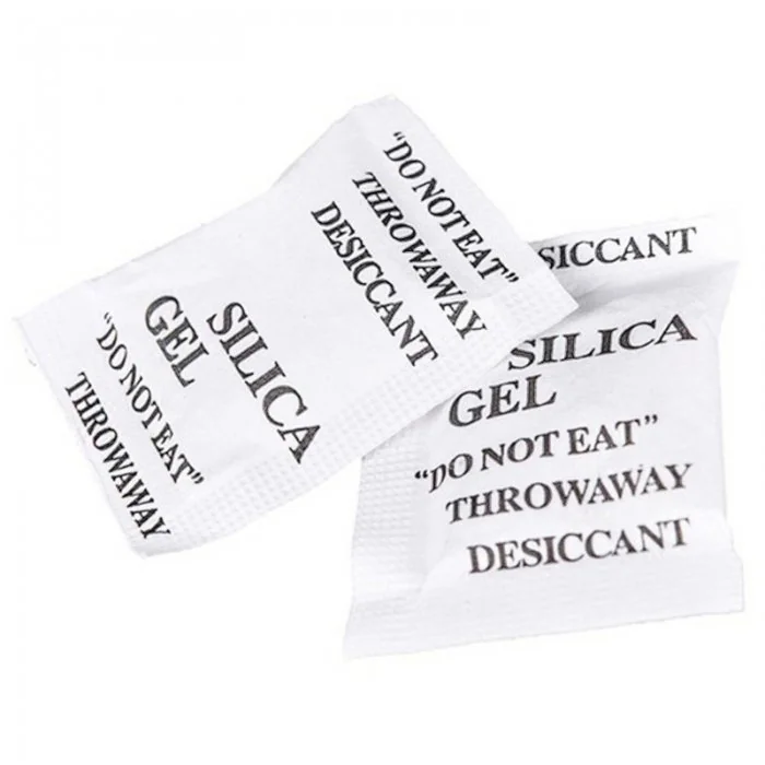 Silica Gel Desicant Dimensiune Sac 65 x 40 mm, Unitati Desicare 1/10, Greutate Plic 3g kg, Performanta Absorbtie Vapori 0.6 g...