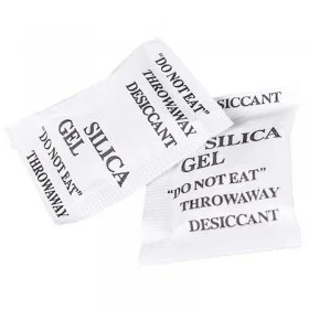 Silica Gel Desicant Dimensiune Sac 90 x 40 mm, Unitati Desicare 1/6, Greutate Plic 5g kg, Performanta Absorbtie Vapori 1 g, B...