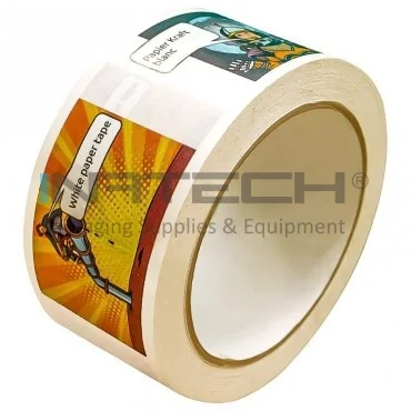 Egyedi papírszalag 50 m hosszúság, Hot Melt ragasztó, színek száma: 2 szín, szélesség: 48 mm, nyomtatás típusa: felületre nyomtatott, szín: fehér, db / csomag: 540
