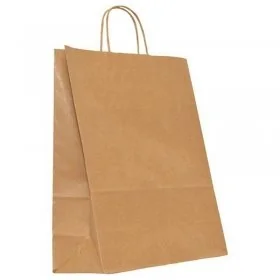 Pungi Hartie Cu Maner Rasucit, Alb/Natur Dimensiuni 320 x 120 x 410 mm, Tip Maner Sfoara, Material Hartie 90 gr/m2, Culoare N...