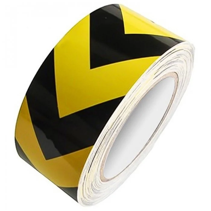 Banda Delimitare Reflectorizanta Lungime 10 m, Latime 25 mm, Culoare Negru / Galben, Buc / Pachet 10-Benzi Adezive Pentru Mar...