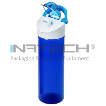 Kerek műanyag tartály, egyszerű fedéllel, 63 mm-es menettel, FOGANTYÚ NÉLKÜL, 600 ml-es, kék, 24 db / csomag