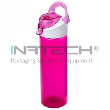 Kerek, egyszerű kupakos, 63 mm-es menettel rendelkező, 600 ml-es, rózsaszín műanyag tárolóedények, FOGANTYÚ NÉLKÜL, 24 db/csomag