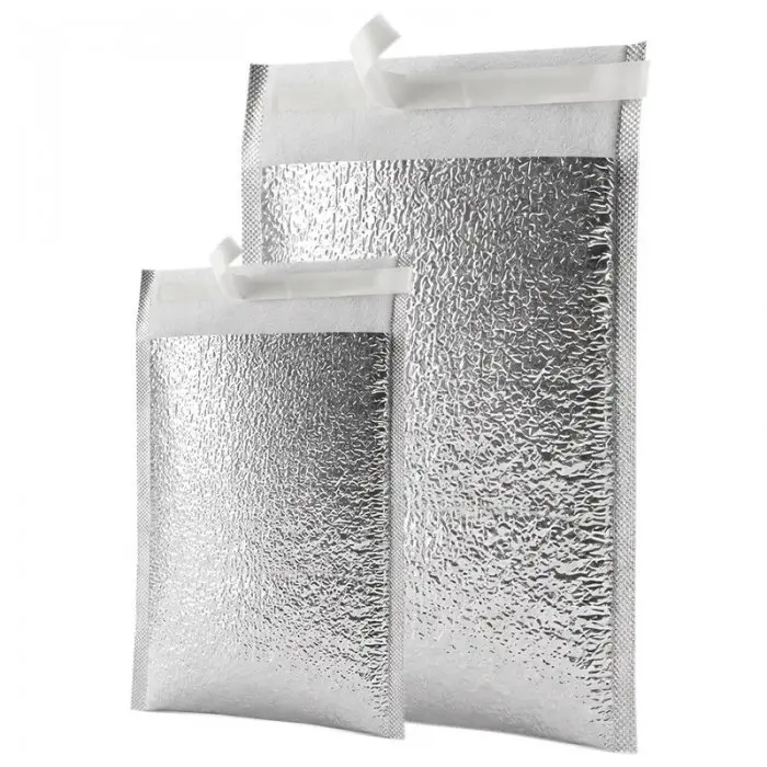 Hőszigetelő futártasak öntapadó zárófüllel, 170x225 mm méret, PET/PEE anyag, alumíniumbevonattal, 50 mm-es zárófül, ezüstszínű