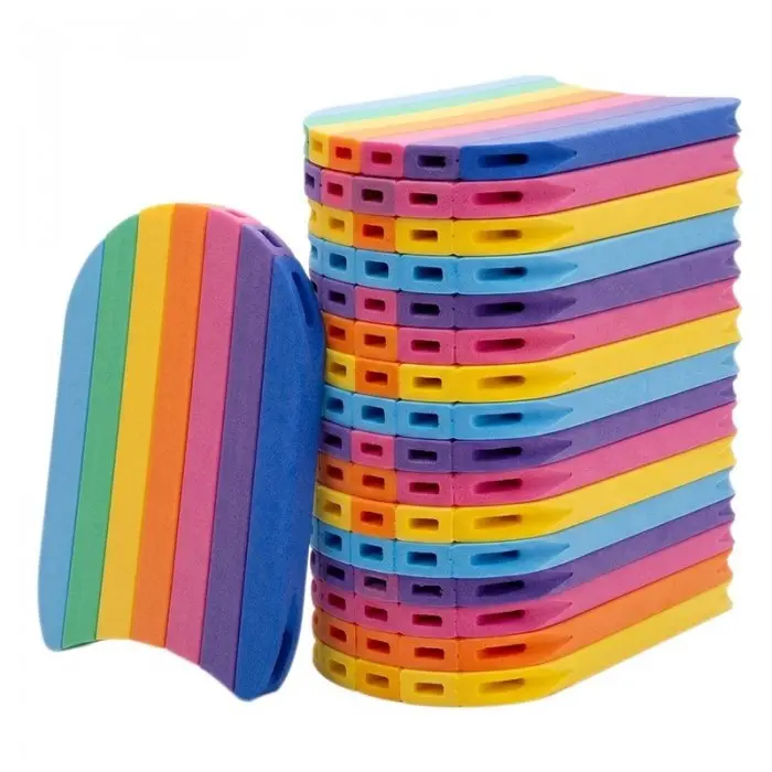 Úszódeszka habszivacsból, hosszúság 480 mm, szélesség 300 mm, vastagság 30 mm, szivárványszínű