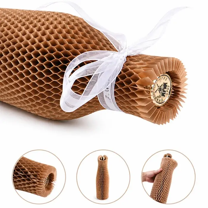 Honeycomb papír palackvédő, 1 × 35 cm, 50 g/m², natúr szín