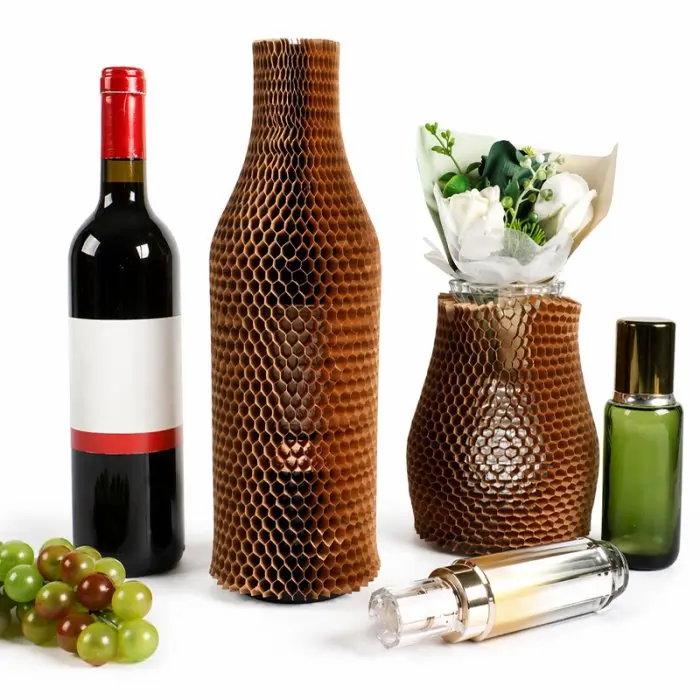 Honeycomb papír palackvédő, 1 × 35 cm, 50 g/m², natúr szín