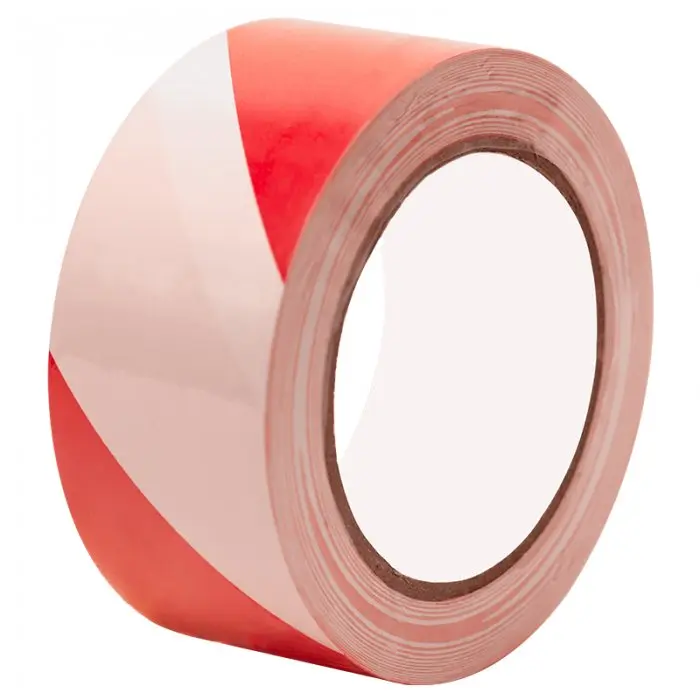 Figyelmeztető szalag, hosszúság 500 m, szélesség 70 mm, LDPE anyag, piros / fehér szín