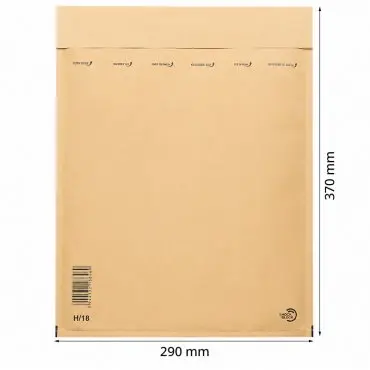 Papír légpárnás borítékok, belső méret: 270x360 mm, külső méret: 290 x 370 mm, natúr szín, H18 típus, db / csomag: 100