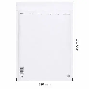 Papír ütésálló borítékok Belső méret 300x445 mm, Külső méret 320 x 455 mm, Fehér szín, Típus I19, 50 db / csomag
