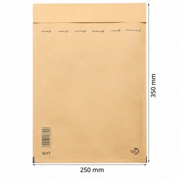 Papír térkitöltős borítékok, belső méret: 230x340 mm, külső méret: 250 x 350 mm, natúr szín, G17 típus, db / csomag: 100