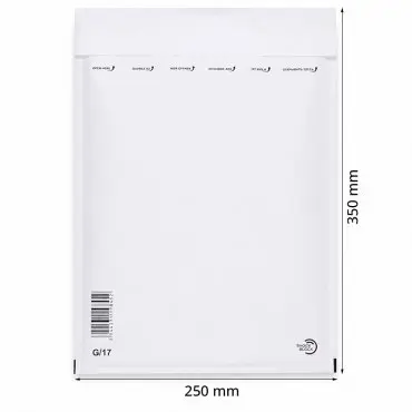 Papír ütésálló borítékok Belső méret 230x340 mm, Külső méret 250 x 350 mm, Fehér szín, Típus G17, 100 db / csomag