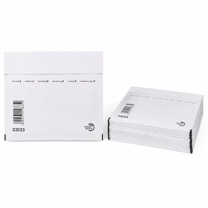 Papír ütésálló borítékok CD/DVD, Belső méret 180x165 mm, Külső méret 200 x 175 mm, Fehér szín,  200 db / csomag