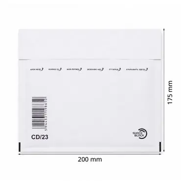 Papír ütésálló borítékok CD/DVD, Belső méret 180x165 mm, Külső méret 200 x 175 mm, Fehér szín,  200 db / csomag