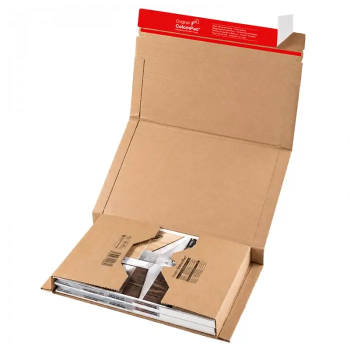 ColomPac® önformázó könyvcsomagoló dobozok, hosszúság 302 mm, szélesség 215 mm, magasság 80 mm, kétoldalas ragasztószalagos zárórendszer