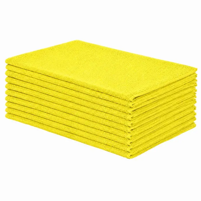Többszínű mikroszálas törlőkendők, méret: 40 x 40 cm, szín: sárga, tömeg: 210 g/m2, db/csomag: 10