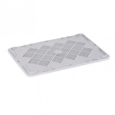 Fedél 600 x 400 x 30 mm, szellőző, szűz PP anyagból, szürke