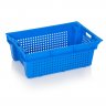 Hima szállítóláda 600 x 400 x 200 mm, szellőzőfalakkal, szűz PP anyagból, kék