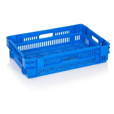Fagyasztott termékek szállítóládája 600 x 400 x 140 mm, szellőzőfalakkal, szűz PP anyagból, szürke