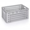 Euroline szállítóláda 600 x 400 x 300 mm, tömör alj, szellőző oldalfalak, szűz PP anyag, szürke