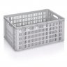 Euroline szállítóláda 600 x 400 x 300 mm, szellőző aljjal/falakkal, szűz PP anyagból, szürke