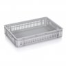 Euroline szállítóláda 600 x 400 x 120 mm, tömör alj, szellőző oldalfalak, elsődleges PP, szürke