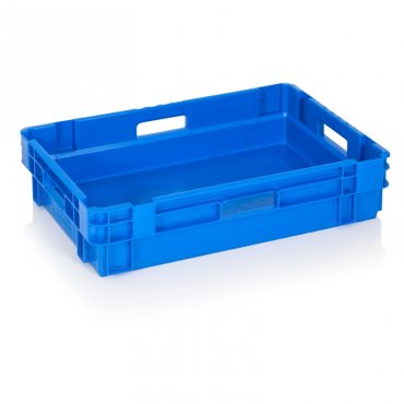 Fagyasztott termékek szállítására szolgáló láda 600 x 400 x 140 mm, tömör, szűz PP anyagból, kék