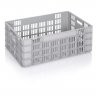 Euro szállítóláda 600 x 400 x 235 mm, tömör alj, szellőző falak, szűz PP anyag, szürke