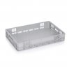 Euro szállítóláda 600 x 400 x 100 mm, tömör alj, szellőzőfalak, szűz PP anyag, szürke