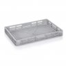 Euro szállítóláda 600 x 400 x 75 mm, szellőző aljjal és oldalfalakkal, szűz PP anyagból, szürke