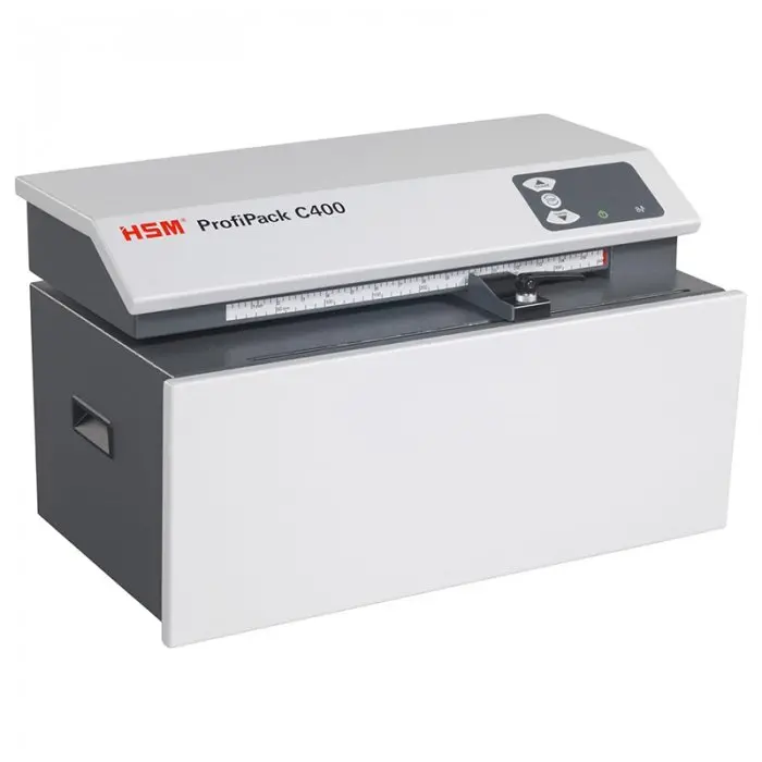 Kartonaprító HSM ProfiPack HSM C400 modell, Kartonszélesség 415 mm, Kartonvastagság 10 mm, Vágási sebesség 135 mm/s, Teljesítmén