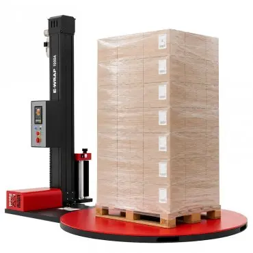 E-Wrap 1000A raklapfóliázó gép, raklapméret: 1000 x 1200 x 2200 mm, 1650 mm-es forgóasztal