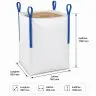 Big Bag zsákok, hosszúság 950 mm, szélesség 950 mm, magasság 1700 mm, térfogat 1534 liter, töltőnyílás: NINCS