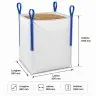 Big Bag zsákok, hosszúság 950 mm, szélesség 950 mm, magasság 1500 mm, térfogat 1353 liter, töltőnyílás: NINCS