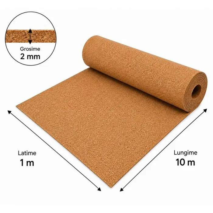 ECO természetes parafa szigetelő, 10 m²/tekercs, hosszúság: 10 m, szélesség: 1 m, vastagság: 2 mm, anyaga: parafa, színe: barna