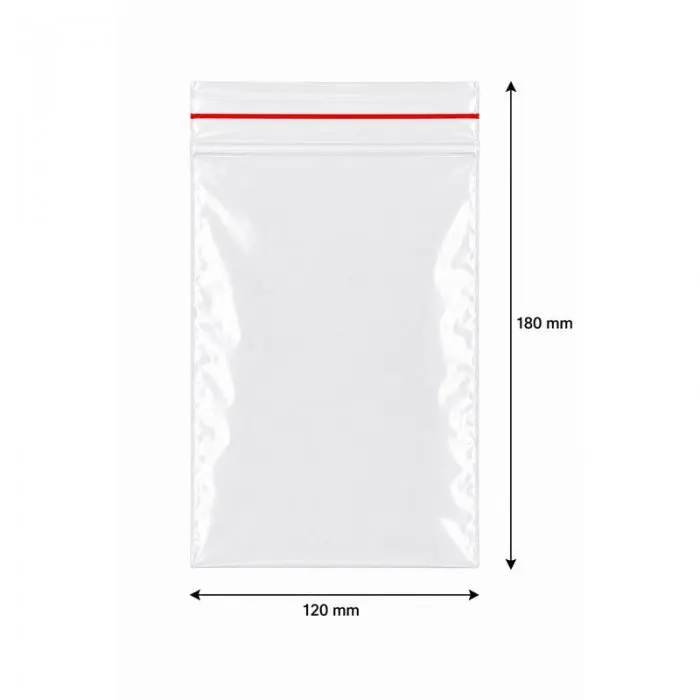 ZIP zárható tasakok, gazdaságos kivitel, 40 mikron Méretek mm (sz x H) 120 x 180, Vastagság 40 my, Szín Átlátszó, 100 db / csoma
