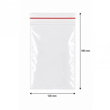 ZIP zárható tasakok, gazdaságos kivitel, 40 mikron Méretek mm (sz x H) 120 x 180, Vastagság 40 my, Szín Átlátszó, 100 db / csoma