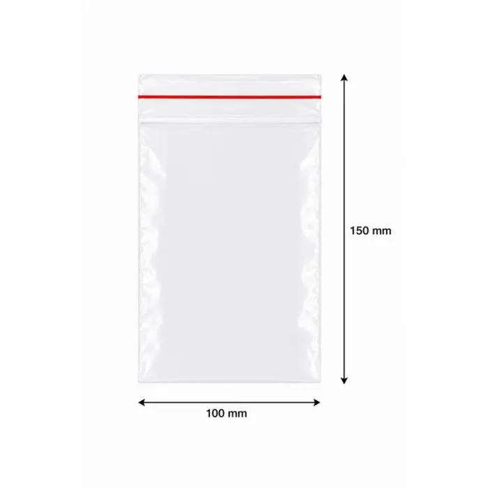Ziplock cipzáras tasakok, gazdaságos, 100 x 150 mm, 40 mikron, db / 100 db-os csomag