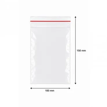 Ziplock cipzáras tasakok, gazdaságos, 100 x 150 mm, 40 mikron, db / 100 db-os csomag