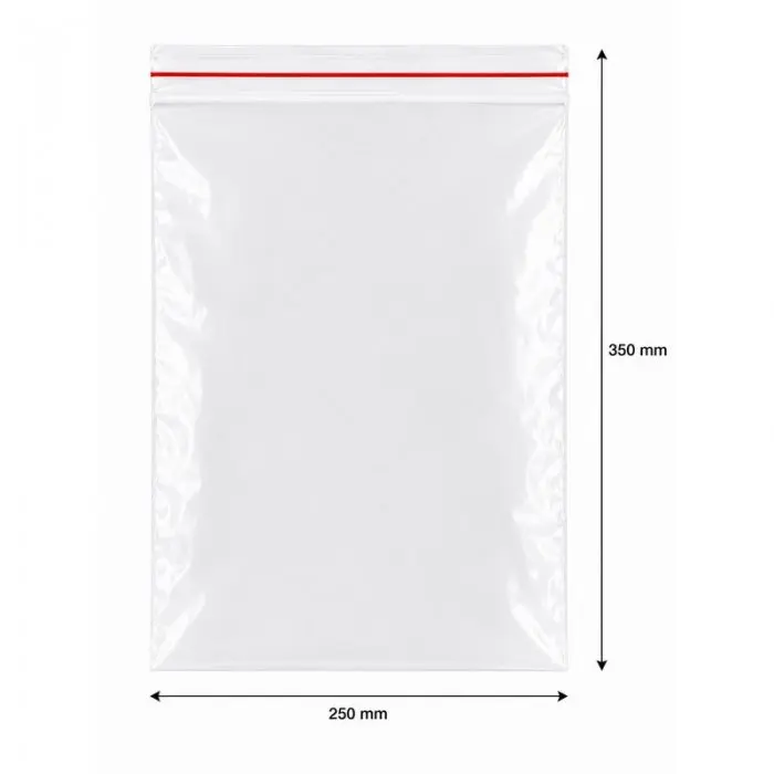 Zipzáras Ziplock tasakok, gazdaságos, 250 x 350 mm, 40 mikron, db / 100 db-os csomag