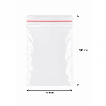 Ziplock cipzáras tasakok, gazdaságos, 70 x 100 mm, 40 mikron, db / 100 db-os csomag