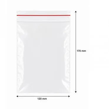 Ziplock cipzáras tasakok, gazdaságos, 120 x 170 mm, 40 My, db / 100 db-os csomag