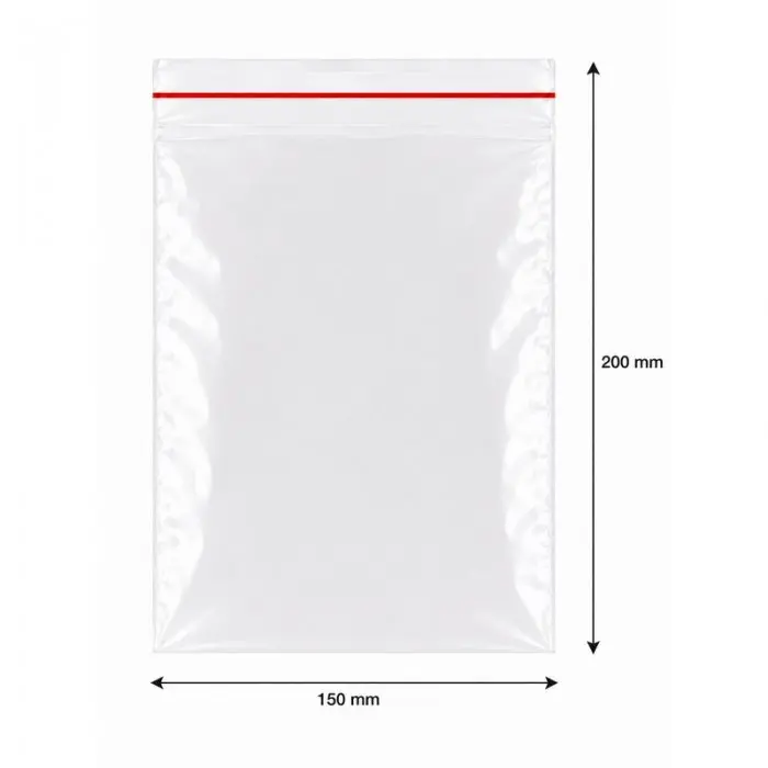 Ziplock tasakok cipzáras zárással, standard, 150 x 200 mm, 50 my, db / 100 db-os csomag